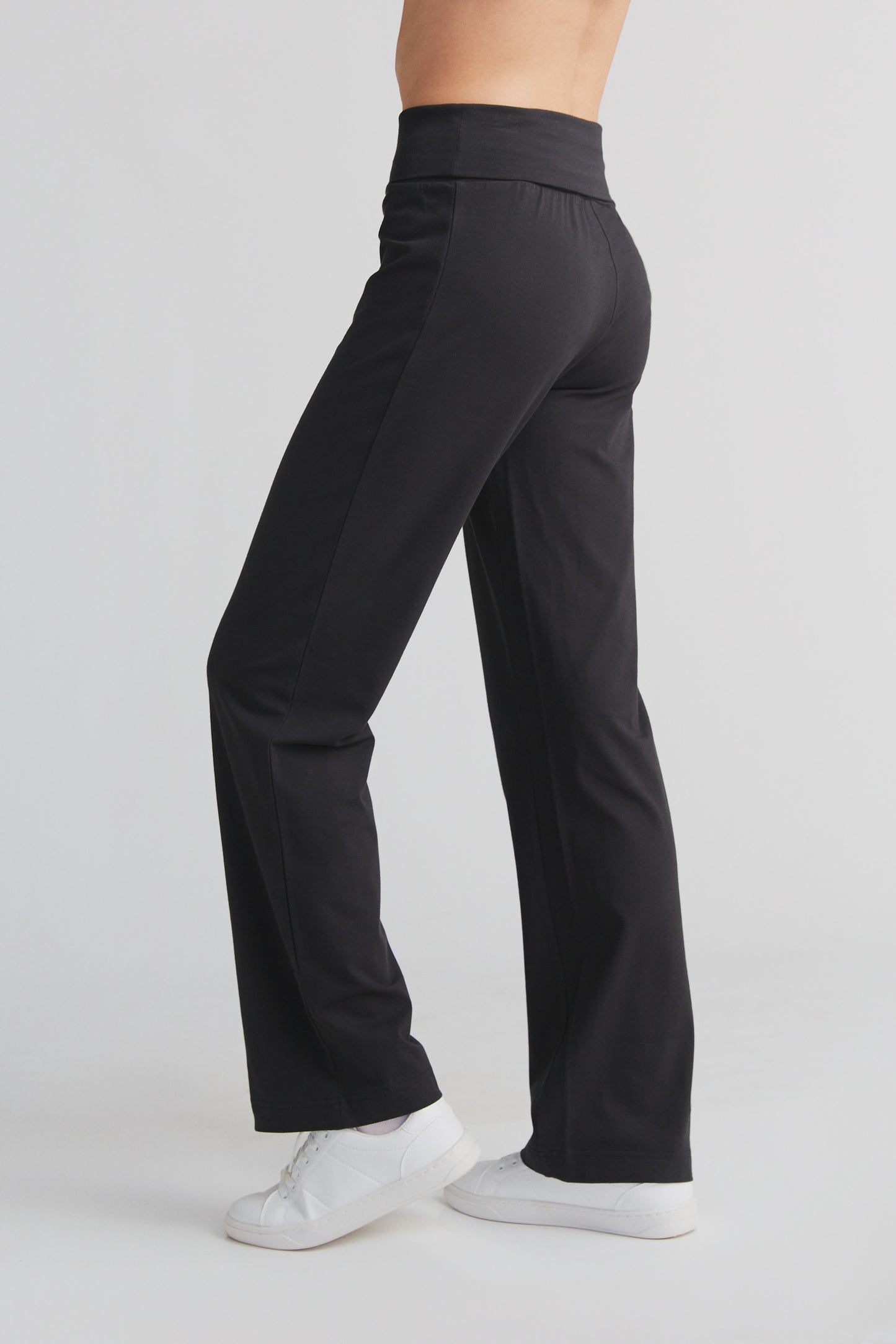 WOMAN下身Leela Cotton 翻邊腰圍運動長褲 素色｜有機棉