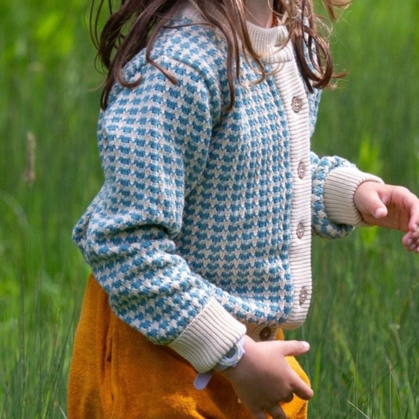 預購童裝 ☕︎ 天空藍  浮雕織紋 針織外套 ｜Little Green Radicals 有機棉