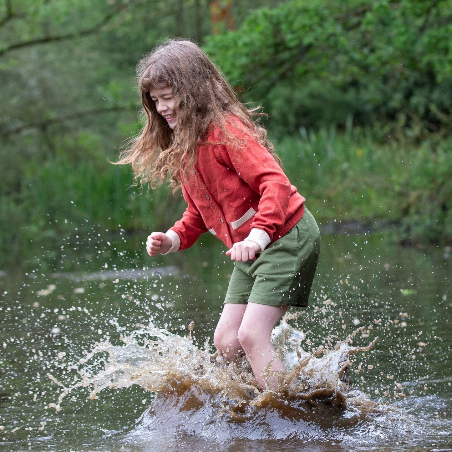 預購童裝 ☕︎ 紅桔 小花鏤空針織外套 ｜Little Green Radicals 有機棉